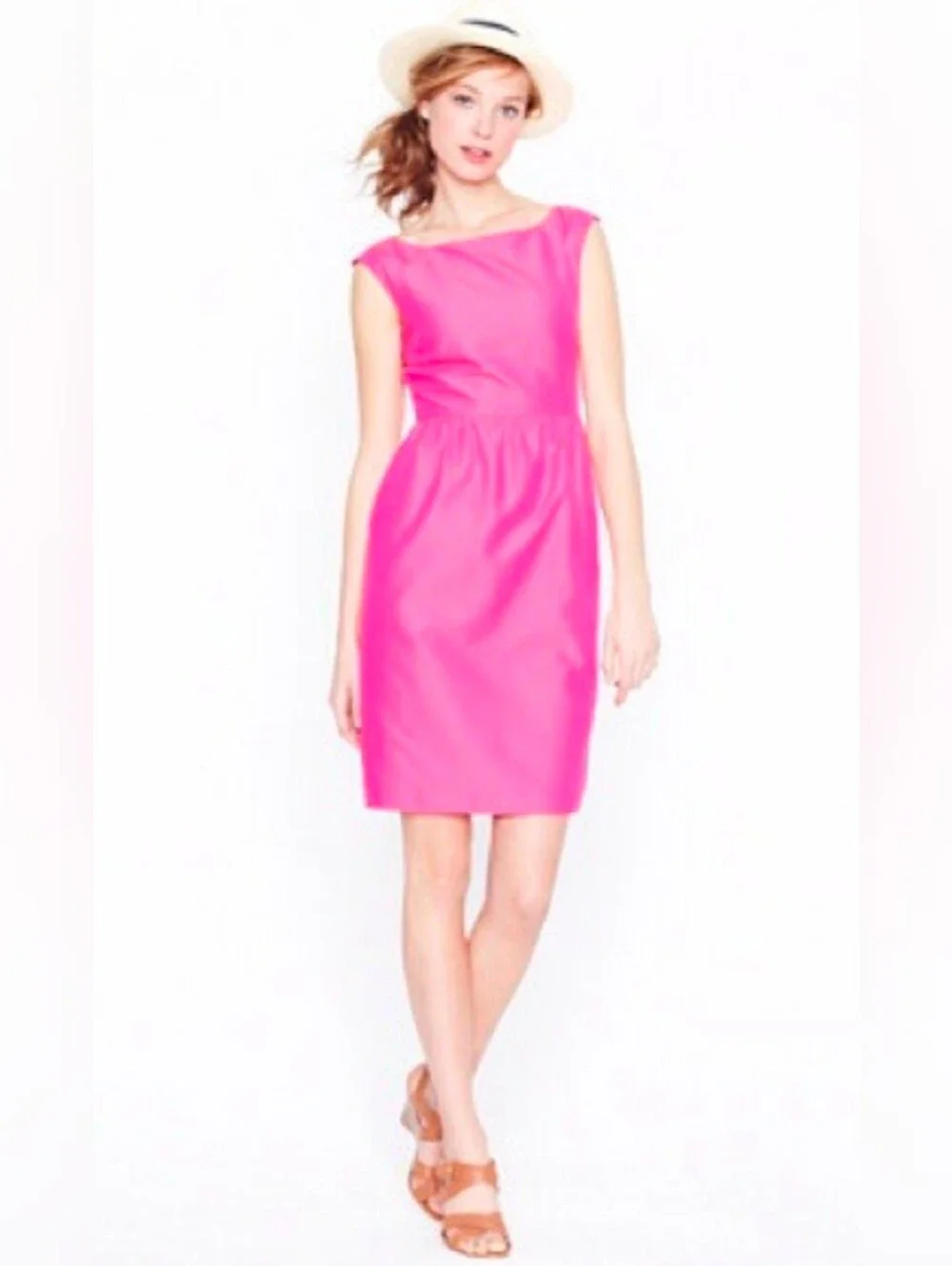 J. Crew Hot Pink Boatneck Sheath Dress Size 16